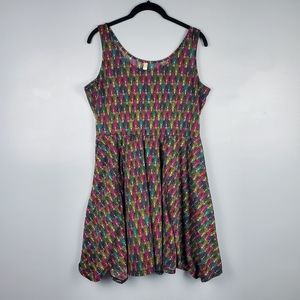 Target Xhilaration multicolored feather print dress Size XL